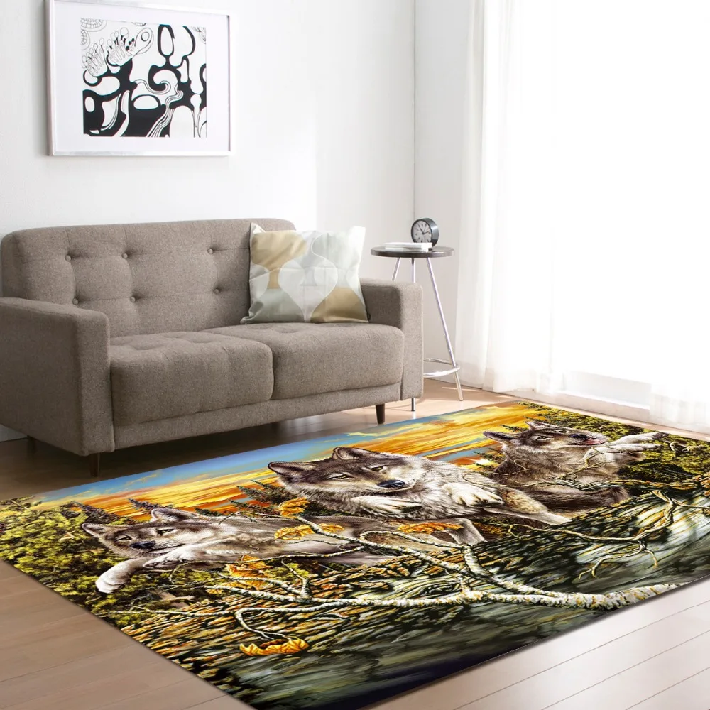 Европейский и американский 3D дикие волки украшения большие ковры для гостиной мягкий фланелевый коврик для мальчиков подарок ковер коврики