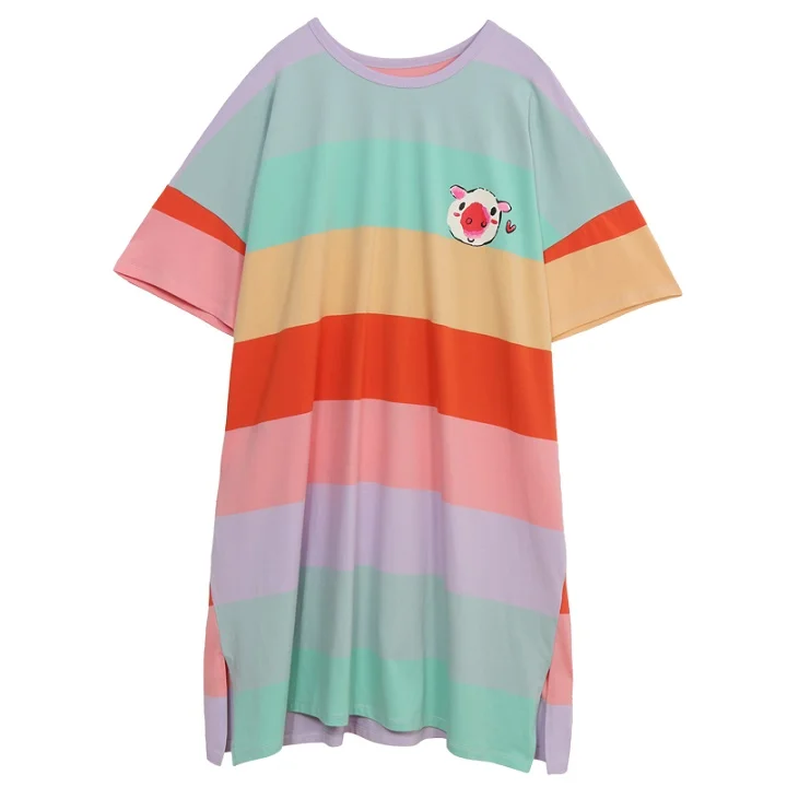 Летние женские ночные рубашки с принтом из мультфильмов, короткие пижамы из хлопка, домашняя одежда для сна, ночные рубашки для девочек, ночная рубашка m-xxl - Цвет: 807