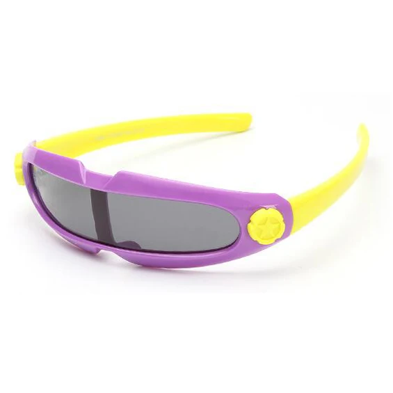 С принтом в виде звезд для маленьких поляризованные Одна деталь очки Детские ребенка UV400 безопасный силиконовые очки модные очки Оттенки Óculos - Цвет линз: purple frame yellow