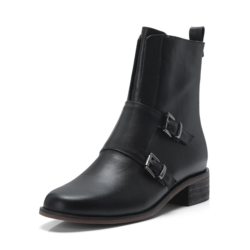 ANMAIRON Bowtie Women Ankle Boots women round toe zipper square heel botas mujer Big size 34-40 ZYL1251
