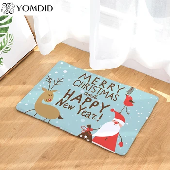 

Christmas Floor mat Santa Claus Snowman Deer doormat Cartoon Pattern Flannel Carpet for Home Decoration Kitchen Bedroom rugs