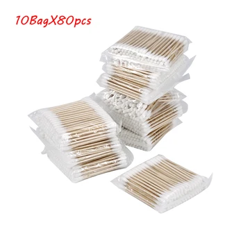 

10x 80pcs Disposable Makeup Cotton Swabs Eyelash Extension Mini Individual Applicators Home Mascara Brush Cotton Soft Swab Stick