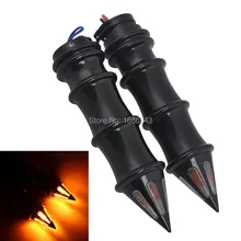 Универсальный 2 шт. " черный мотоцикл шипами Скелет поворотник бар концы руля ручки рукоятка