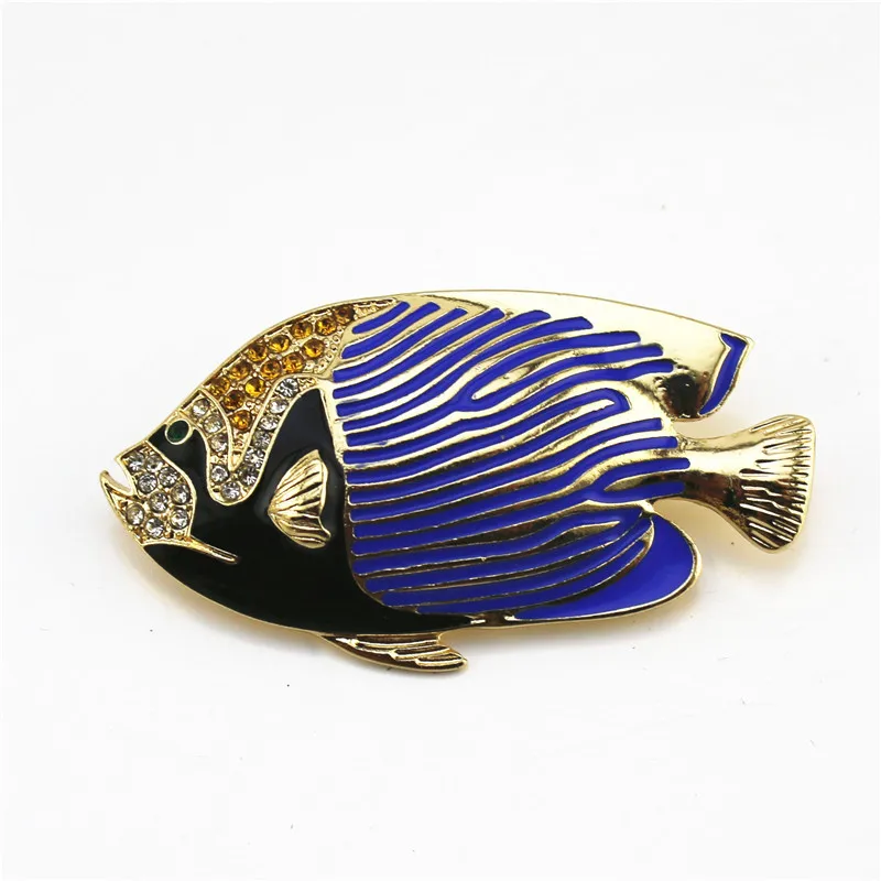 Новая японская и Корейская Мода Ретро стиль эмаль тропическая рыба инкрустированные полудрагоценные камни темпераментная брошь аксессуары - Окраска металла: blue