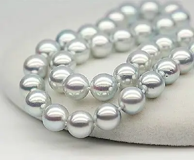 

HOT## Wholesale >>AAA 9-10mm natural tahitian silver gray pearl necklace 18inch