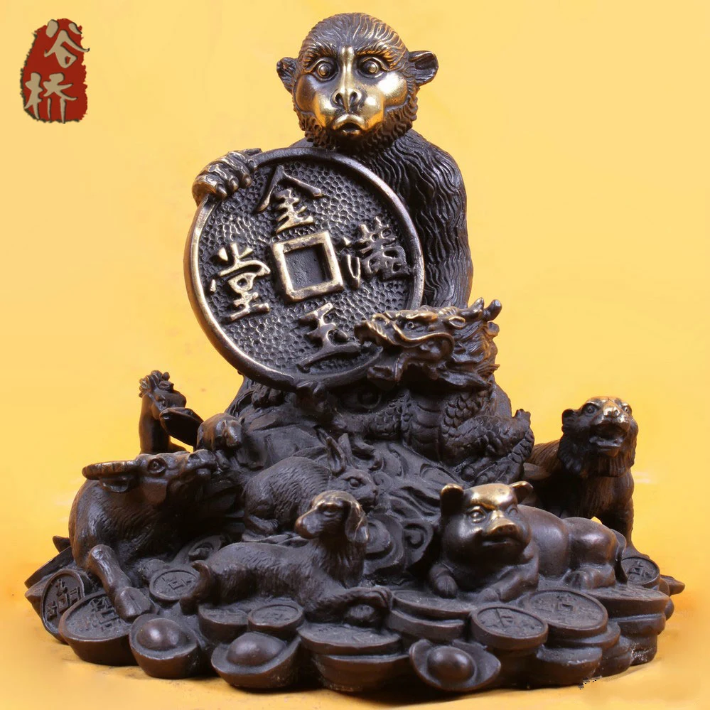 

Bronze sculpture, copper crafts copper monkey zodiac decoration zodiac monkey animal buddha bronze sculpture, decoration