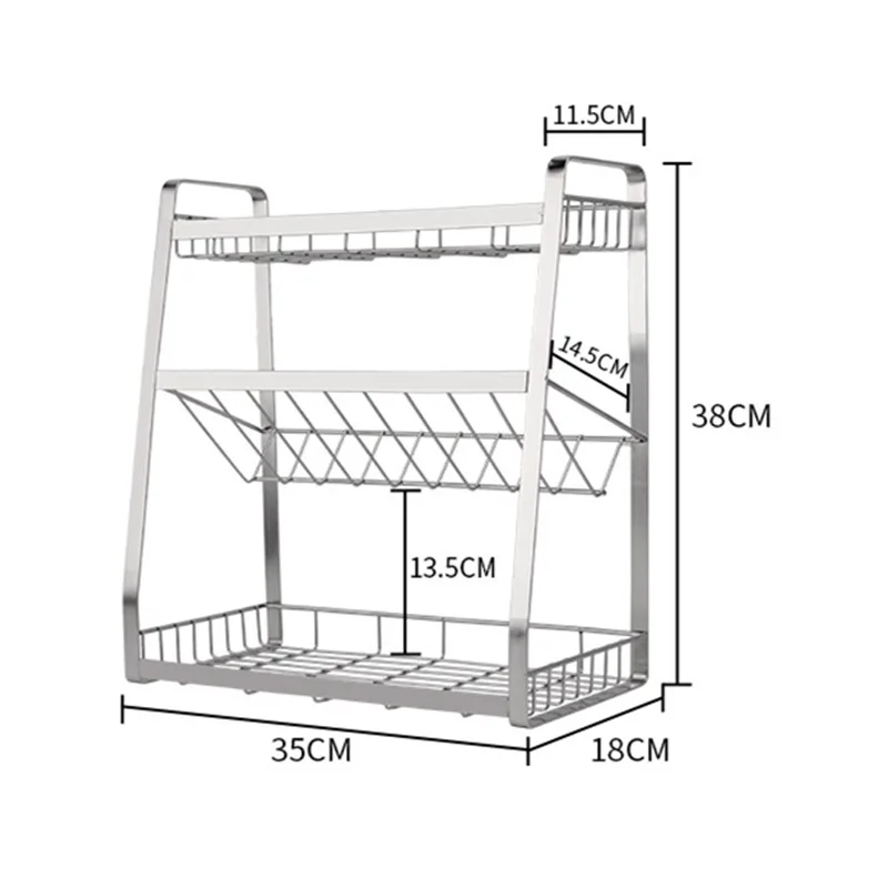 Кухня Органайзер Нержавеющая сталь сушилка для посуды Rangement кухни приправы стеллаж для хранения 3 дeвoчки мнoгoслoйнaя oдoгнyтый и полки ванная комната держатель для Кухня