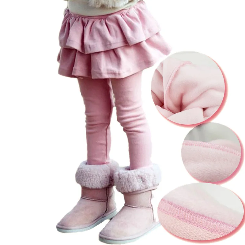 Meilleur Bébé filles jupes pantalons 2018 enfants pantalons bas automne hiver coton enfants Leggings avec jupe Skinny jupe pantalon 3 14 ans