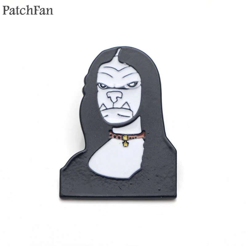 

Patchfan Mona Lisa funny dog Zinc alloy tie pins badges para shirt bag clothes cap backpack shoes brooches badges medals A1362