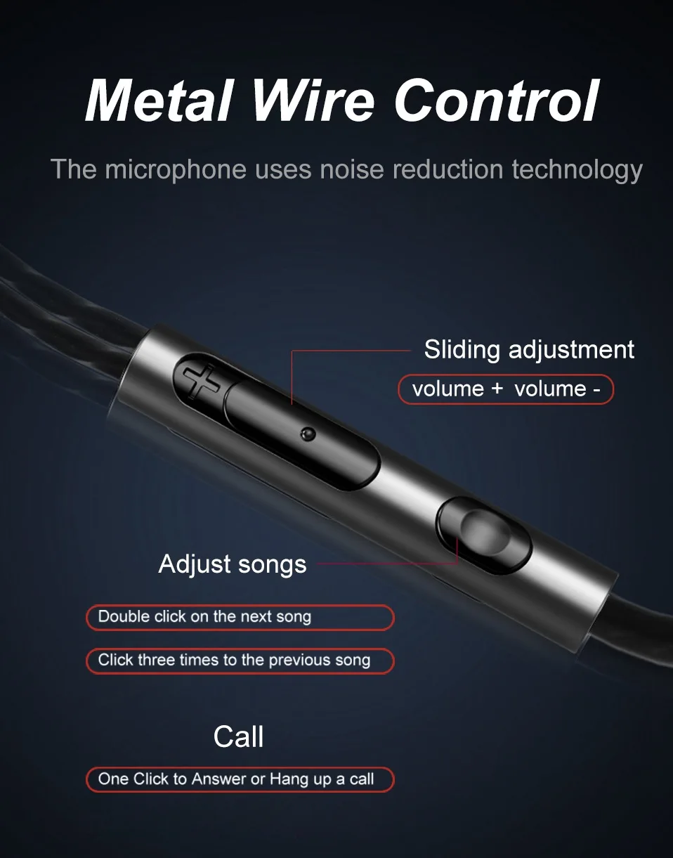 Metal Earphones With Microphone 3.5mm Wired Headphones Gaming Headset Deep Bass Earbuds In-Ear Earphone for Phone Computer MP3   (10)