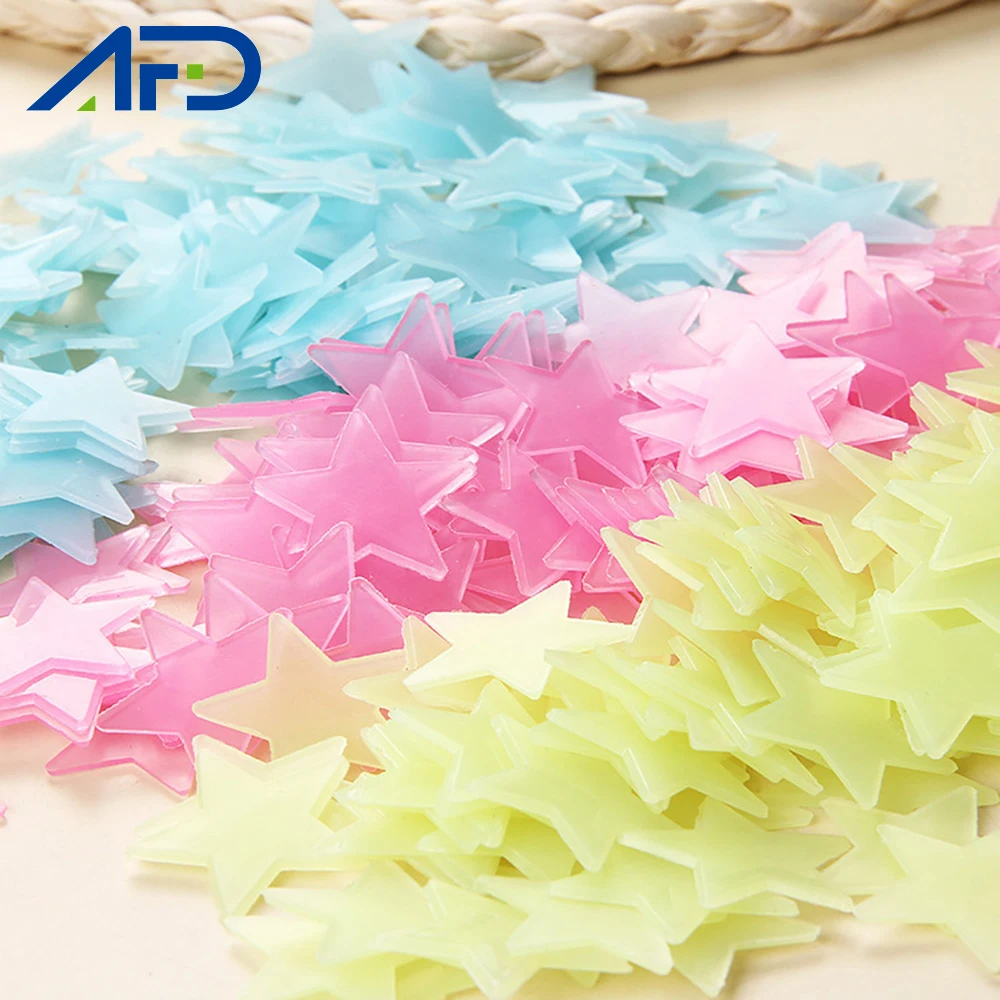 

100pcs 3D Star Bedroom Wall Stickers Home Decor Living Room Fluorescent Glow In The Dark Luminous Wall Stickers for Kids Rooms