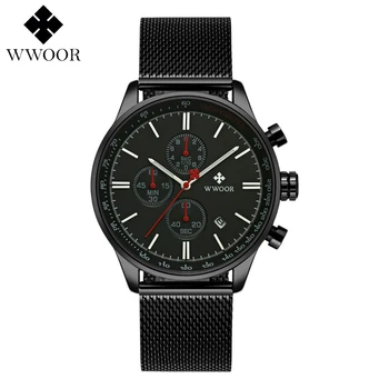 

Luxury Brand WWOOR watches men New Design Stainless Steel Bracelet waterproof wrist watch boy Hook Buckle relogio masculino 8862
