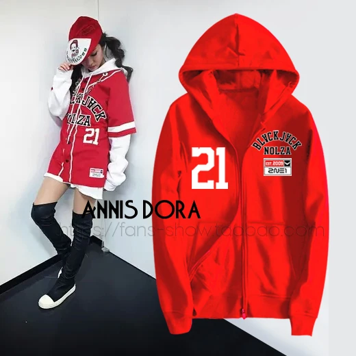 2NE1 черный Jack 21 NOLZA CL Bom парк концерт в том же стиле Красный Zip hoodie | Мужская одежда