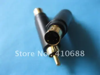 

15 pcs Converter RCA Male To Mini 4 pin DIN Plug S-Video Male Gold Head
