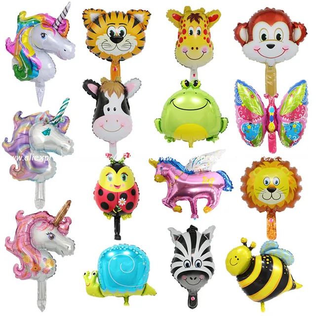 1pcs Mini Animal Head Foil Balloons Kids Birthday Theme Jungle Party Ocean Fish Balls Inflatable Toys Baby Shower Unicorn Party