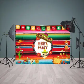 

HUAYI Thin Vinyl Fiesta Photo Backdrop Mexican Fiesta Theme Photography Background Birthday Party Banner Photobooth W-931