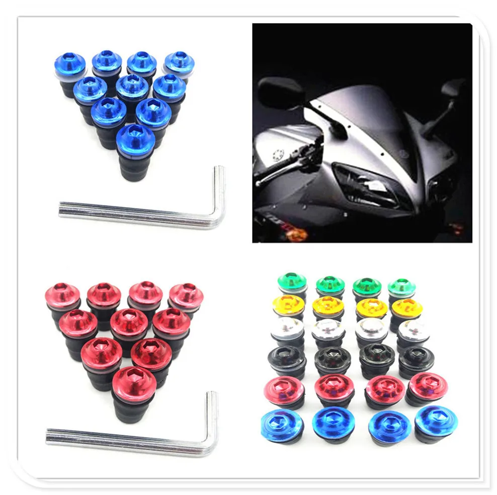 

Motorcycle 10PCS COLOR Windscreen Windshield Bolts Screws for YAMAHA YZF 600R Thundercat R1 R6 R25 R3 FZ1 FAZER FZS 1000S