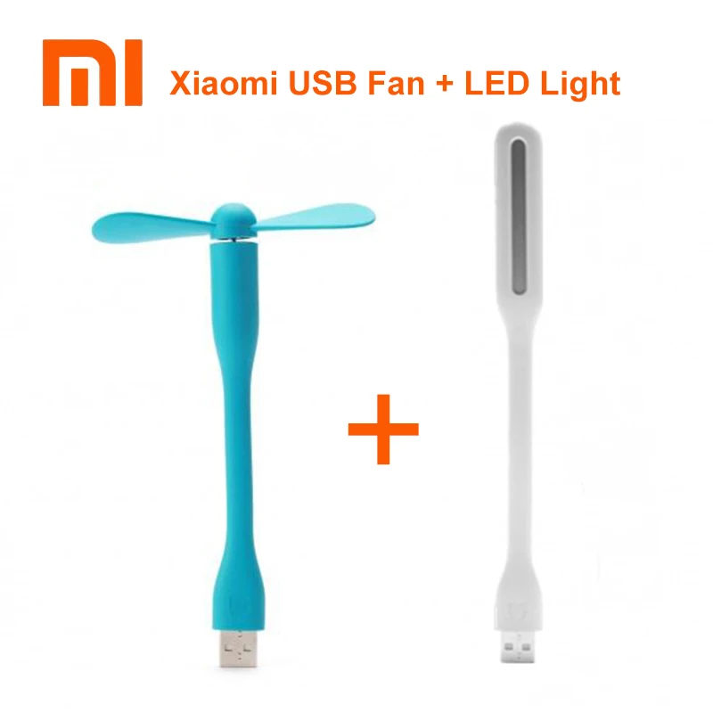 

Original Xiaomi USB Fan + mijia USB LED Light Mini Power-saving Quite Flexible Adjustable USB Cooling Fan Cooler for Power Bank