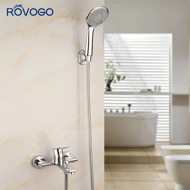 

ROVOGO Chrome Bathroom Faucet Muti-function Bathtub Faucet Cold and Hot Water Shower Mixer in the Bathroom With Shower Head