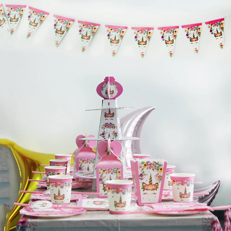 Unicorn Party Tableware Set Unicorn Horn Balloons Paper Napkins Cake Unicorn Party Tableware Set Unicorn Horn Balloons Paper Napkins Cake