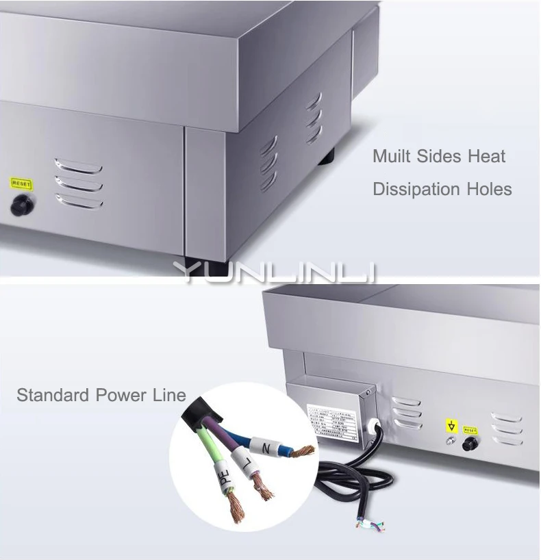 4.4KW Stainless Steel Electric Griddle Countertop Commercial Hot Plate BBQ Grill 220~240V grlha de churrascos bbq brazil electry