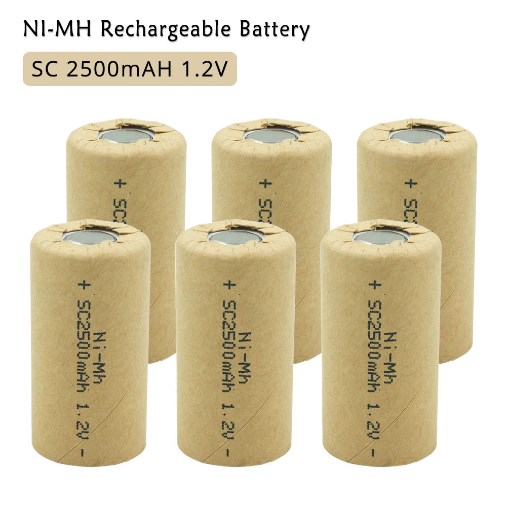 

Nimh Ni Mh 1.2V 2500mah Rechargeable Power Tool Battery Cell SC Discharge Rate 10C-15C Replacement Batteries