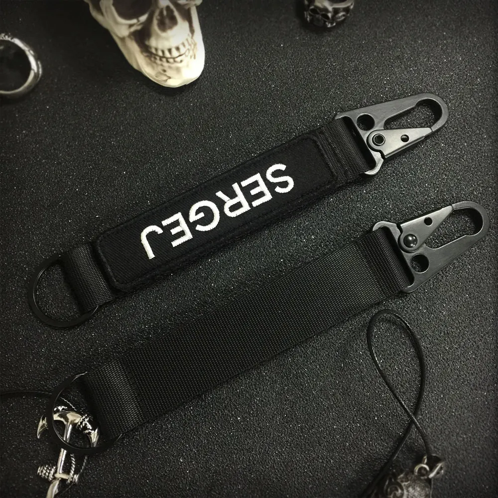 Najtaniej Brelok niestandardowy tekst haft motocyklowy tag kluczowy uchwyt pierścieniowy do mocowania taśmy do torby molle