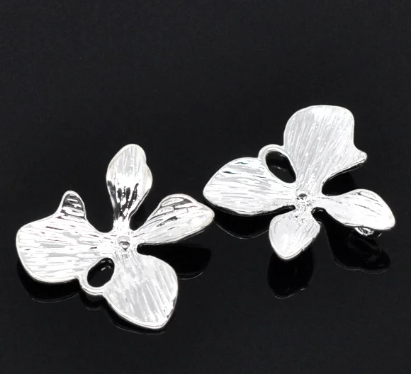 

8SEASONS 10 silver-color Flower Charm Earring Pendants 16x15mm (B12269)