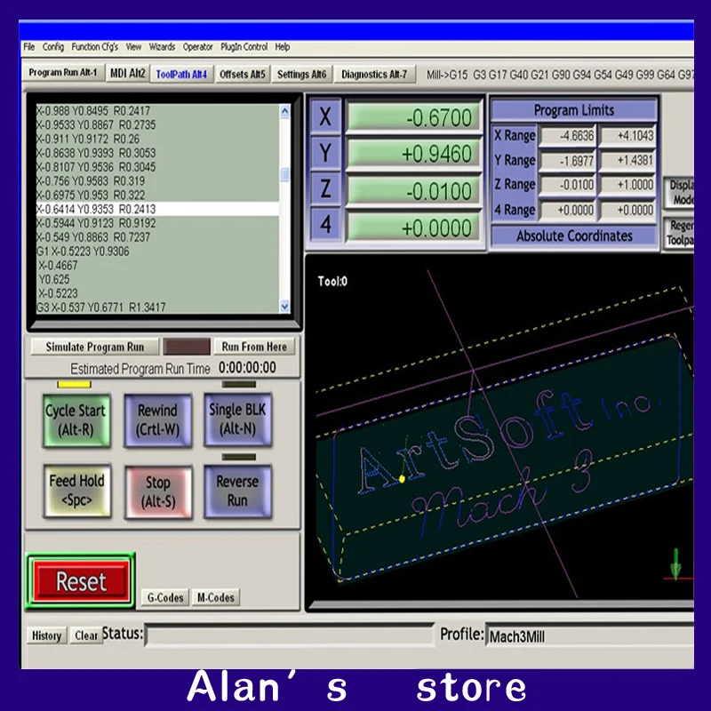 Artsoft Mach3 software, última versión en inglés, versión R3.041 Mach3, software CNC para mini máquinas de grabado