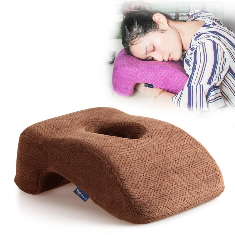 

Memory Cotton Velvet Nap Pillow With Holes Memory Foam Pillow For Office Sleeping Students Nap Pillows Neck Support Cushion CF3