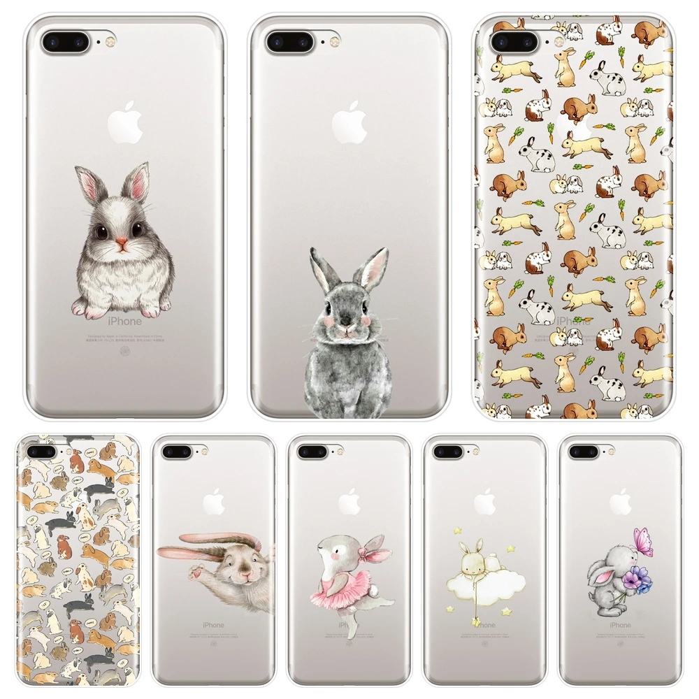 

Soft Silicone Phone Case For iPhone 6 S 6S 7 8 X XR XS Max Kawaii Rabbit Cute Back Cover For Apple iPhone 8 7 6S 6 S Plus Case