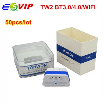 

50pcs DHL Tonwon TW2 BT 3.0/4.0/wifi OBD2 Code Scanner obd Car Diagnostics Tool Scanner Check Vehicle Engine Device Vgate ELM327