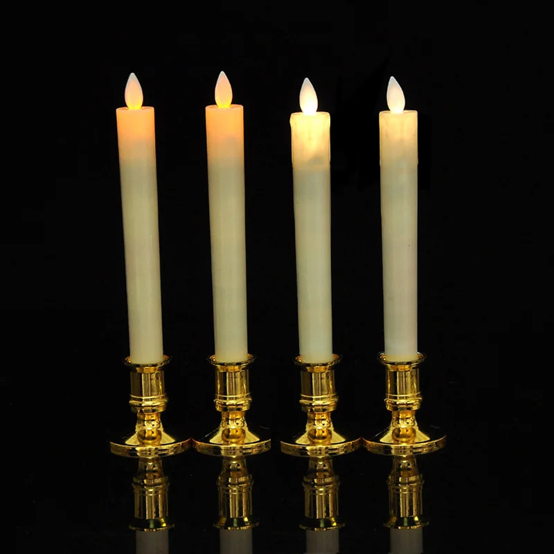 

4 pieces Flameless led candle light new Year decoration,battery operated taper candele decorative ,realistic decoration mariage