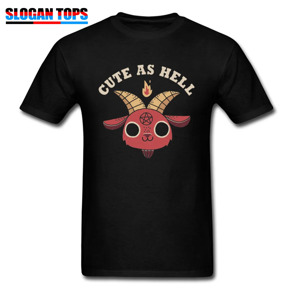 Cute As Hell 21925 Top T-shirts Comics Short Sleeve Slim Fit O Neck Cotton Fabric Tops T Shirt Tops Shirts for Men Summer/Autumn Cute As Hell 21925 black