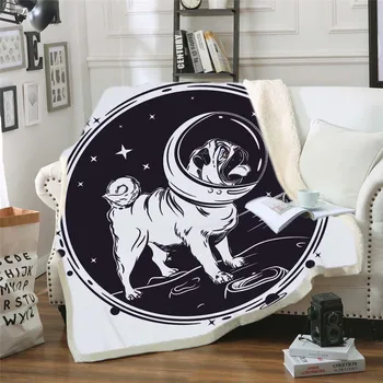 

3D Cute Dog Cat Sherpa Blanket Pug Plush Throw Blanket Bulldog Husky Doberman Rottweiler Thin Quilt For Adults Child 150x200cm