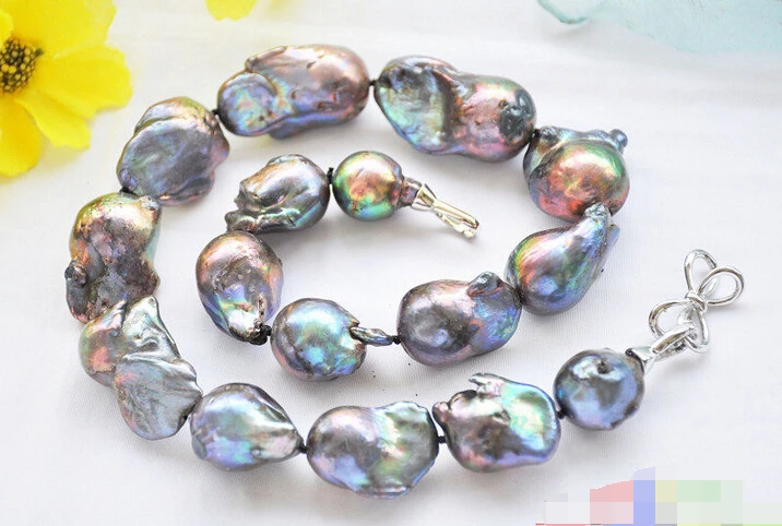 

song voge gem nanJ0299 peacock black baroque KESHI REBORN PEARL NECKLACE