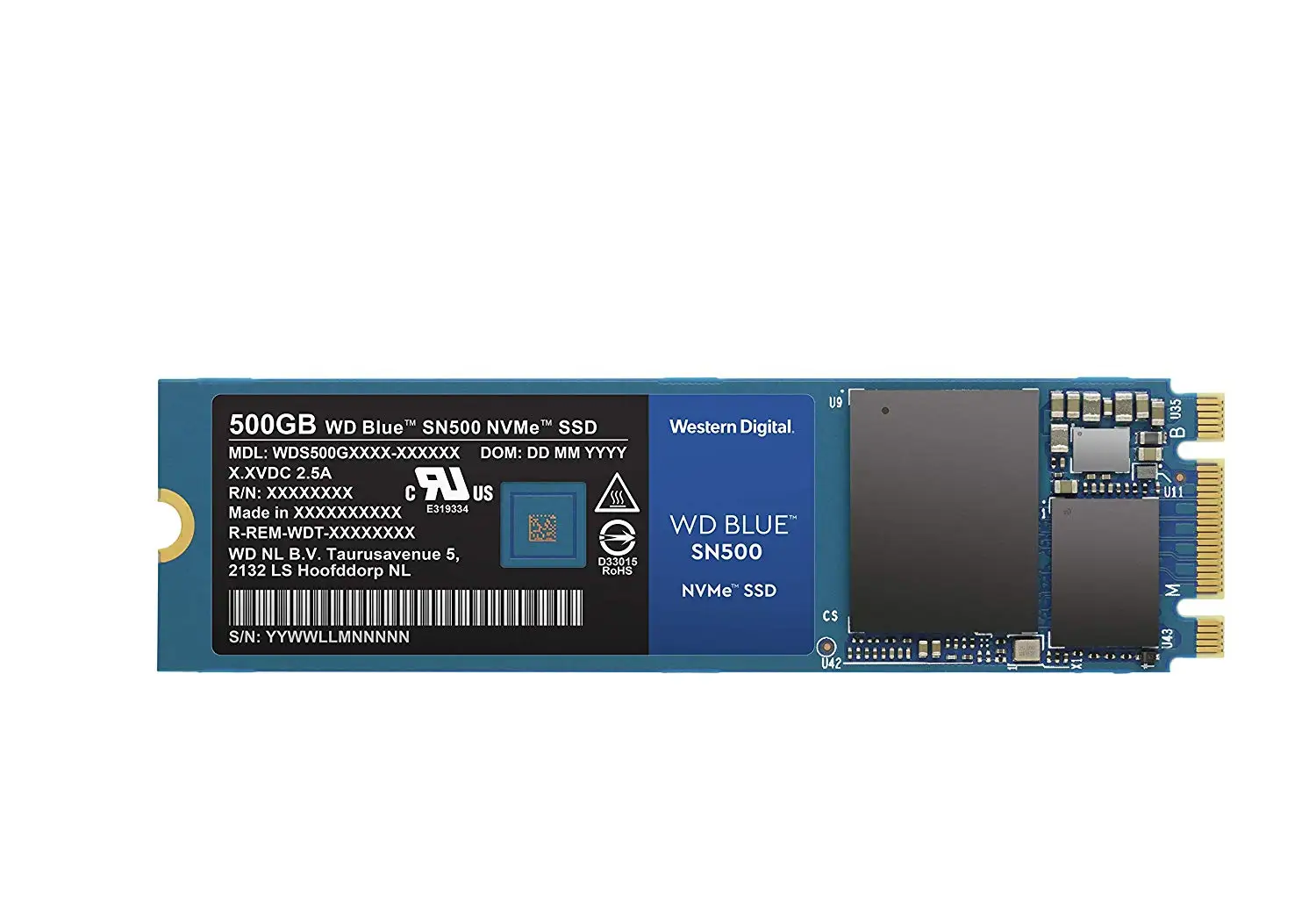 Western Digital Буле SN500 SSD 250 ГБ 500 M.2 2280 NVMe PCIe Gen3* 2 двухканальный Внутренний твердотельный накопитель портативных ПК Ноутбук