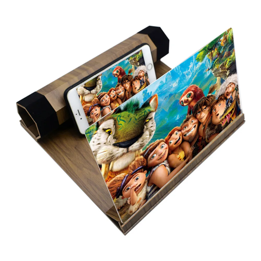 

Universal Phone Stand Holder 3D Phone Screen Magnifier Stereoscopic Amplifying 12 Inch Desktop Wood Bracket#G3