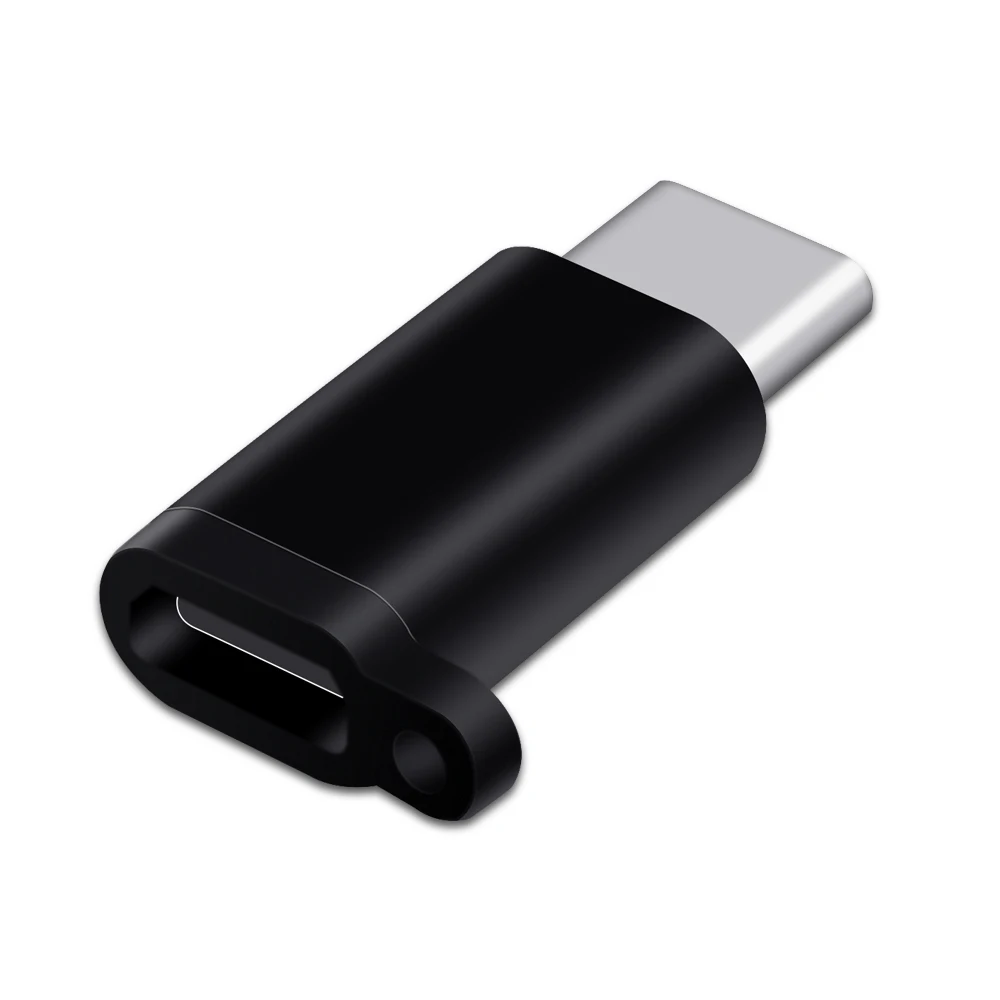 Ascromy 3 шт. Тип C адаптер USB-C к Micro USB конвертер для Xiaomi Pocophone F1 samsung Galaxy S9 S8 Plus Note 9 8 LG V30 V20 - Цвет: Черный