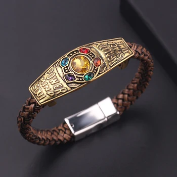 

Vintage Infinity bangles bracelet 2019 Hot Avengers Endgame For Women Men Thanos Brown Infinity Fashion Jewelry