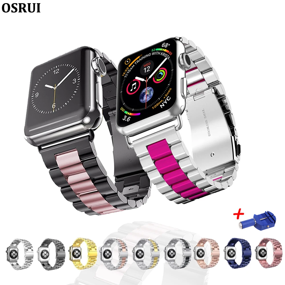 

Strap for Apple Watch Band 44mm 40mm correa iwatch 42mm 38mm 3 2 stainless steel bracelet for pulseira apple watch 4 accessories