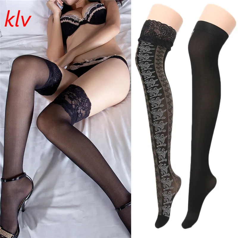 

Sexy Women Thigh High Sheer Opaque Stockings With Silicone Band Thick Hosiery Was thin tube stockings