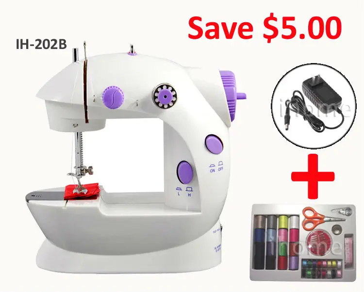 

Domestic Electric Mini Sewing Machine IH202B with Power Adapter 66pcs Swing Kit Household Sartorially sewing machine Kids gift
