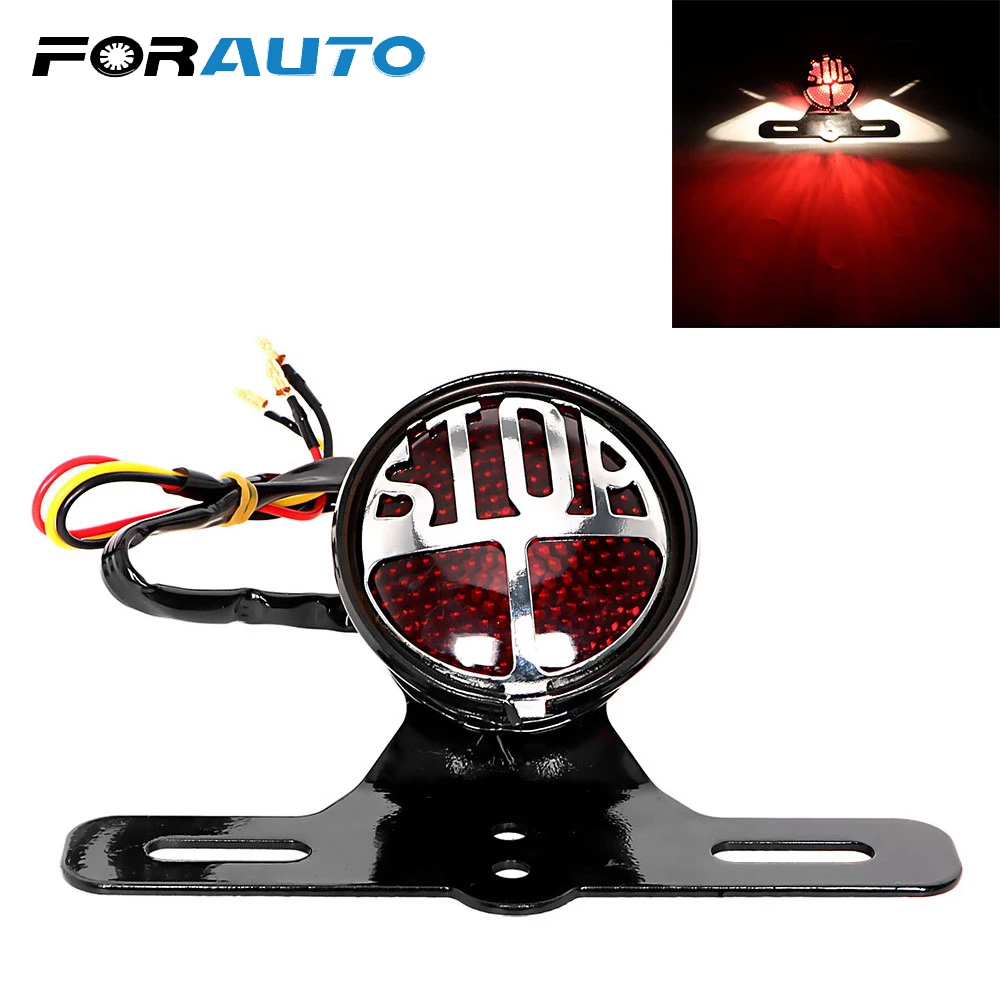 

Forauto Rear Lights Moto Tail Brake Stop Light Motorcycle Lighting Indicator Lamp Cafe Racer License Plate Bracket for Harley