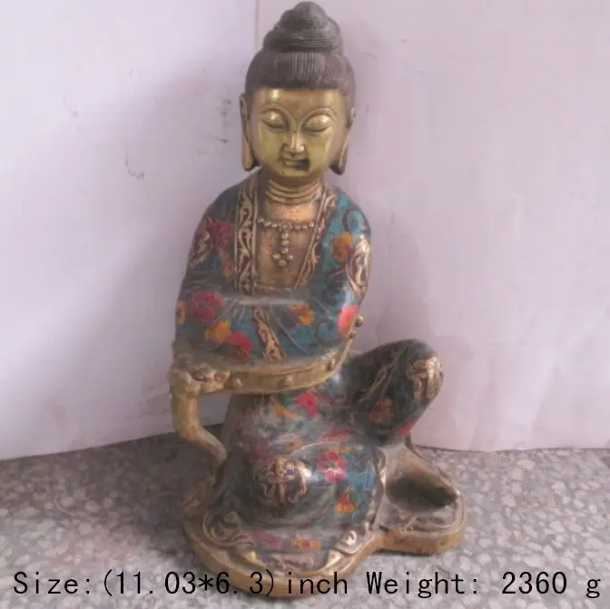 

28 cm * /China's Tibet cloisonne copper statue of avalokitesvara