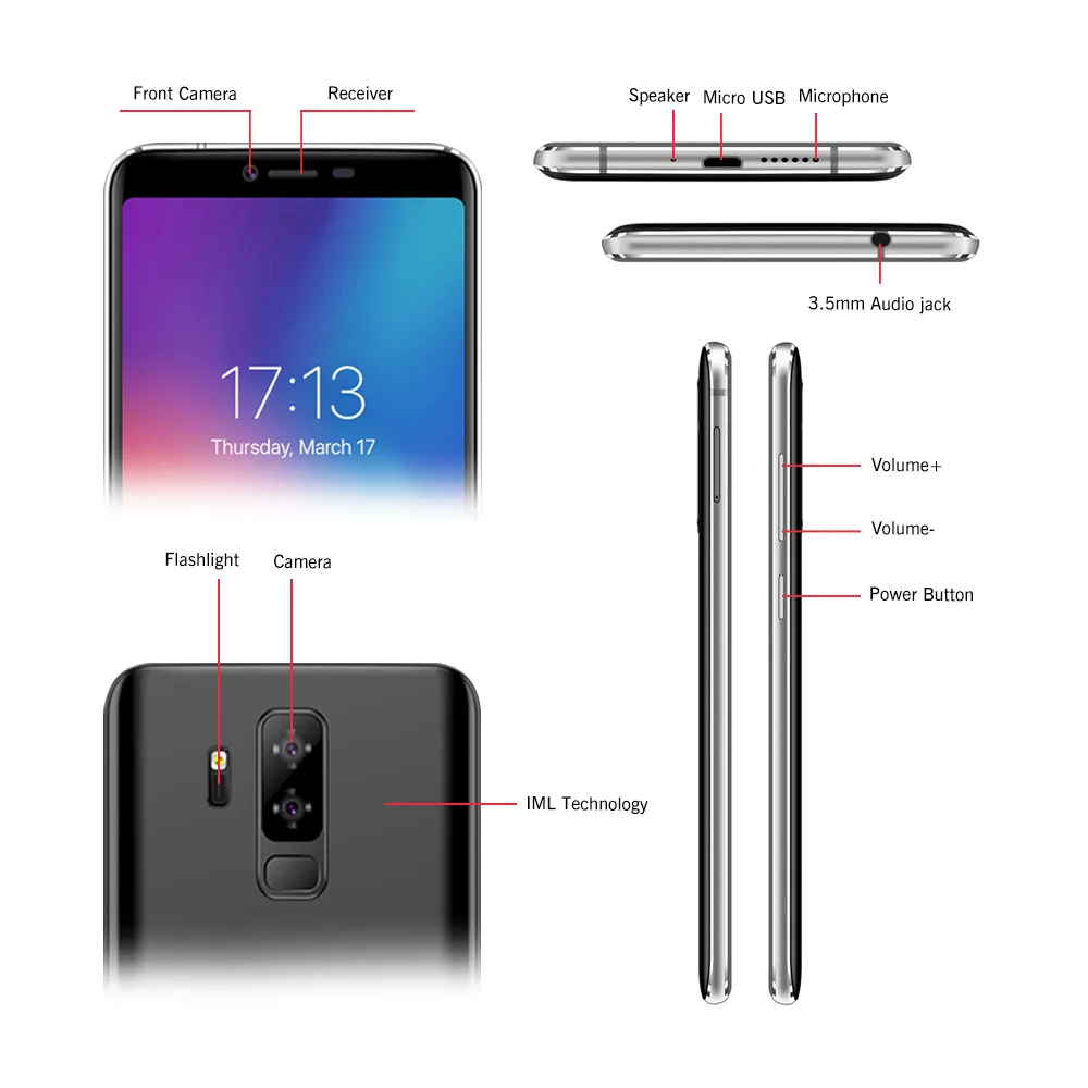  Allcall S5500 5500mAh 3G Smartphone 18:9 5.99 Inch Android 8.1 MTK6580M Quad Core 2GB RAM 16GB ROM 