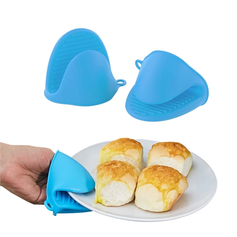 2Pcs Kitchen Silicone Heat Resistant Gloves Clips Insulation Non Stick