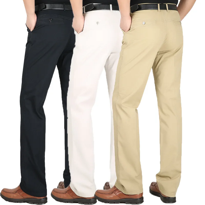 Men's Suit Pants spring summer Cotton Thin Loose high waist Men ...