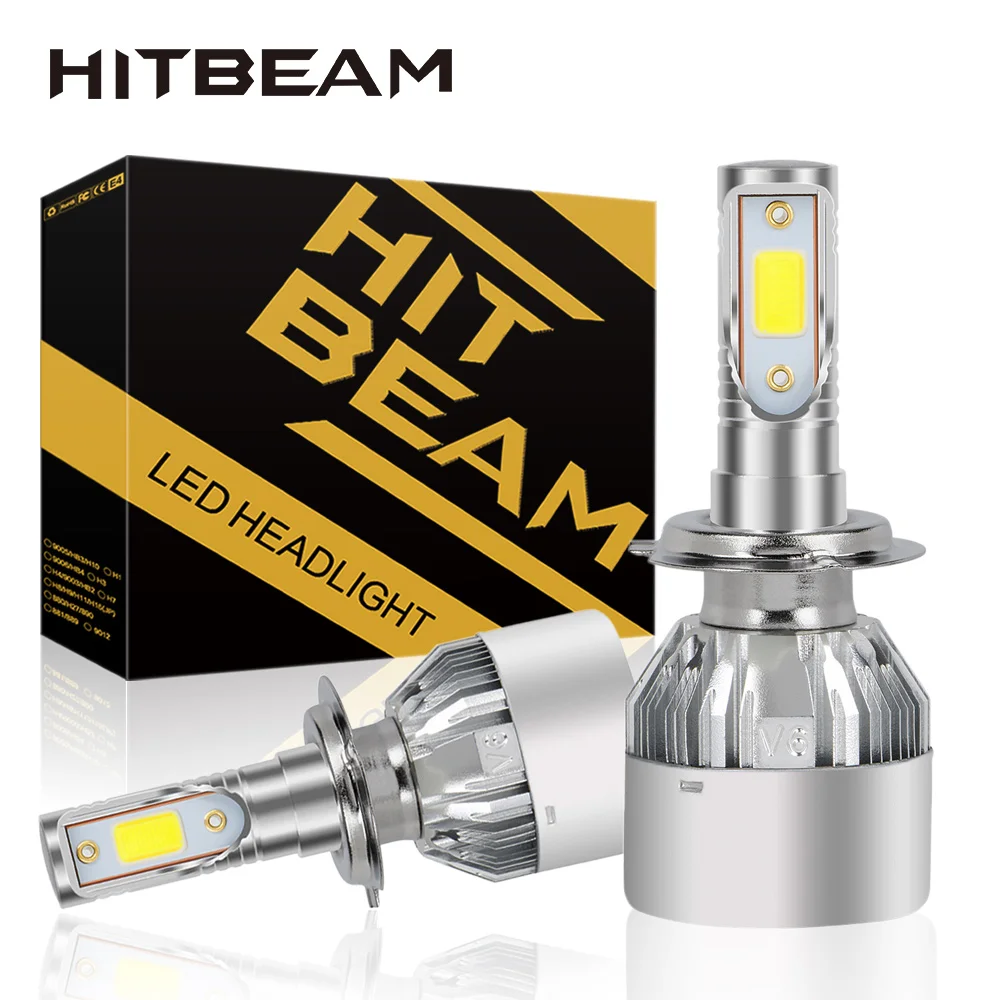 HITBEAM Super bright LED H7 Car Headlight Bulbs H4 H11 H8 HB4 H1 HB3 Auto 72W 8000LM 6500K led h7 Bulb 12v | Автомобили и