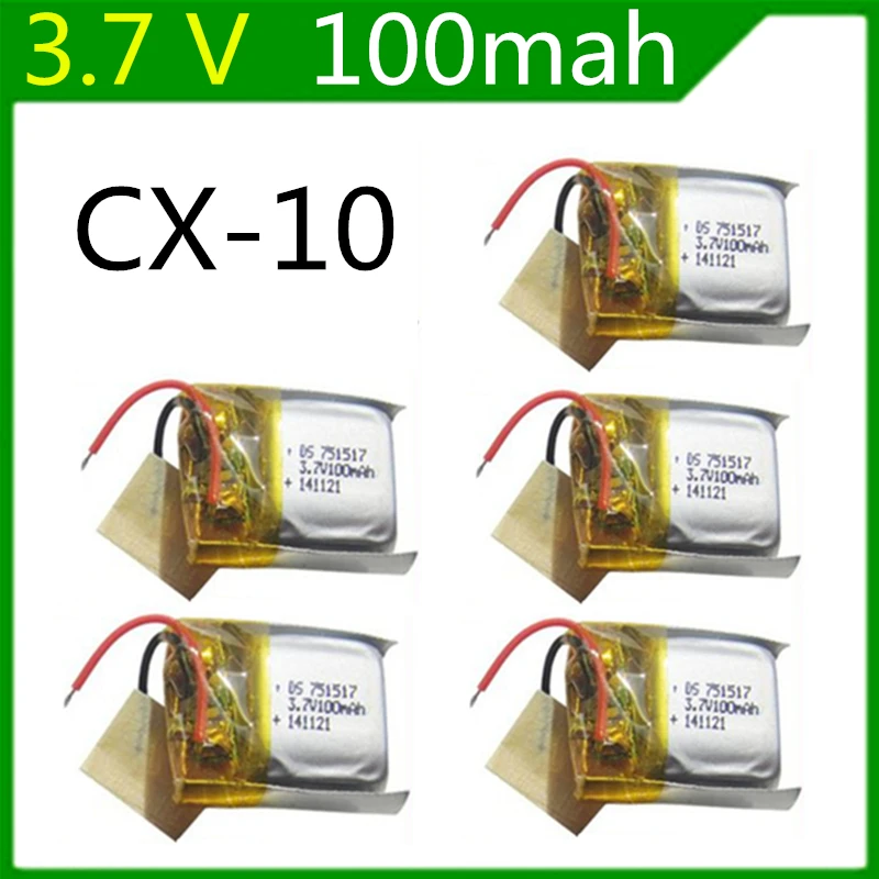 5 шт./пакет 3 7 V 100mah cheerson CX 10 cx10 2 4G RC вертолет Квадрокоптер литий полимерный